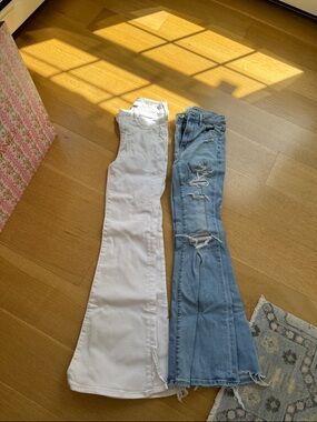 American Eagle Outfitters White & Light Blue Flare Jeans Duo